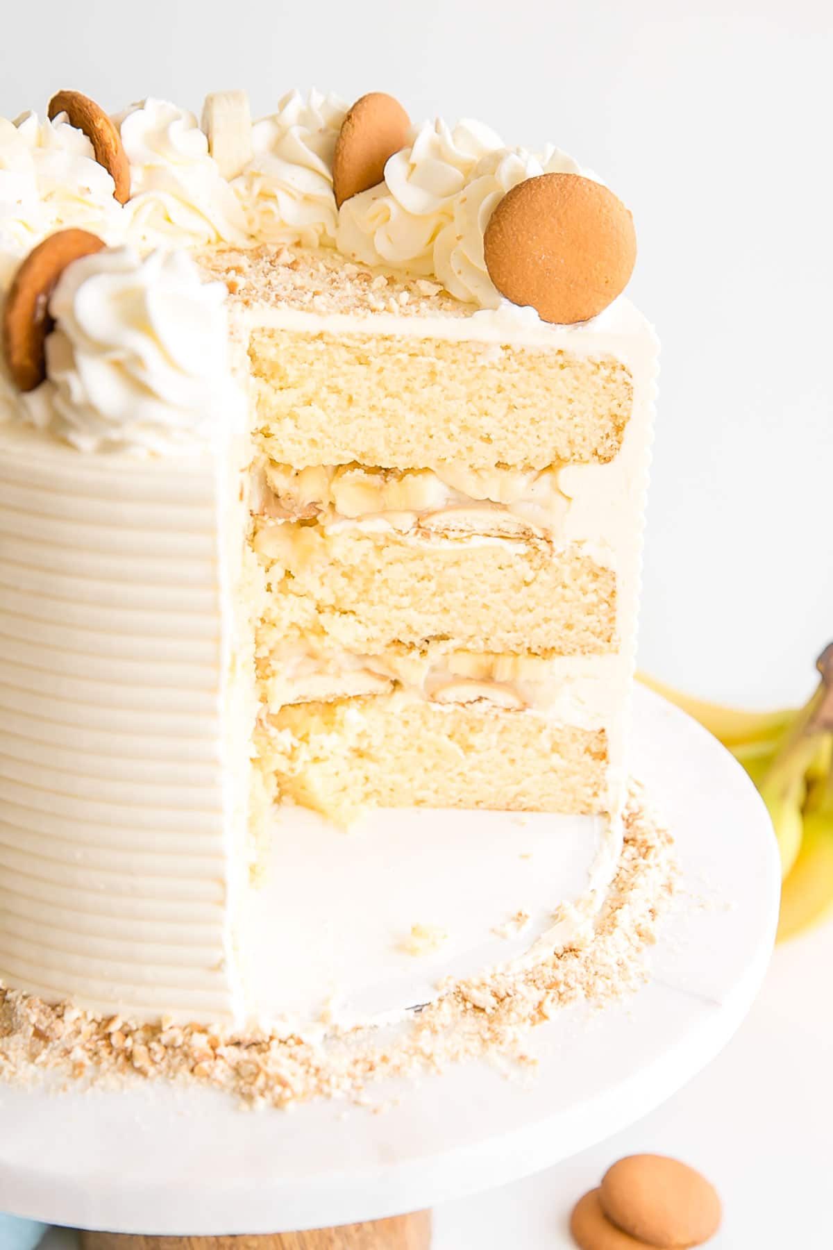 Angled cross section of the cake.