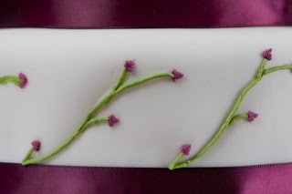 A close up of the detail on the side of the cake