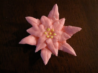 Close up of a piped flower.