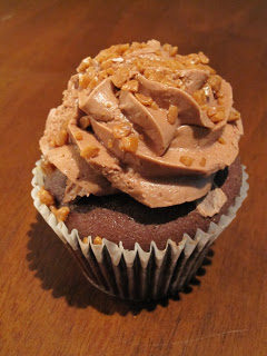 Close up of a cupcake.