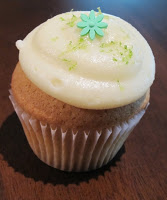 Close up of a cupcake.