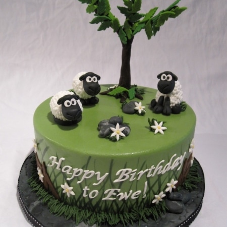 Decorated cake on a white background.