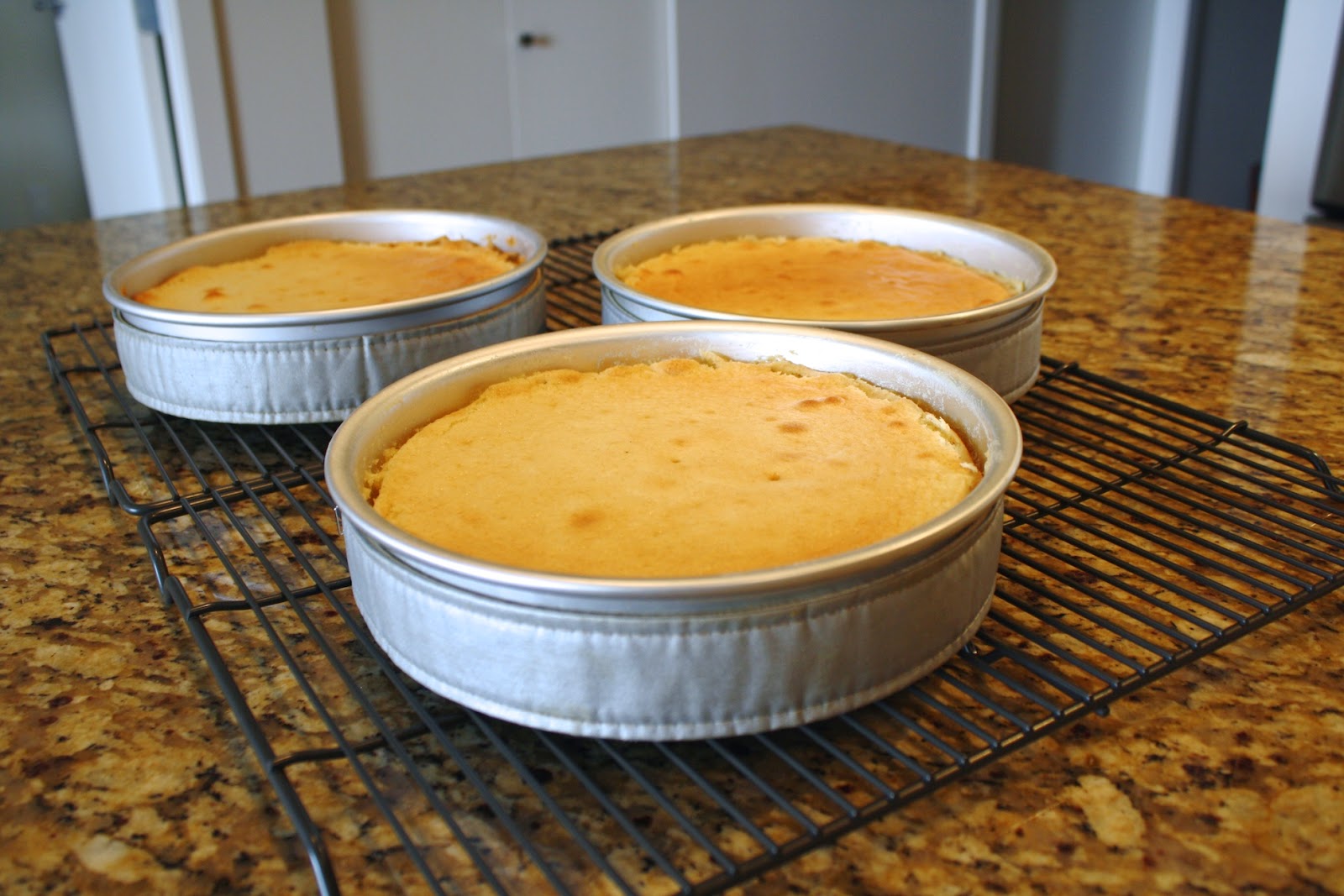 Cake payers in pans.