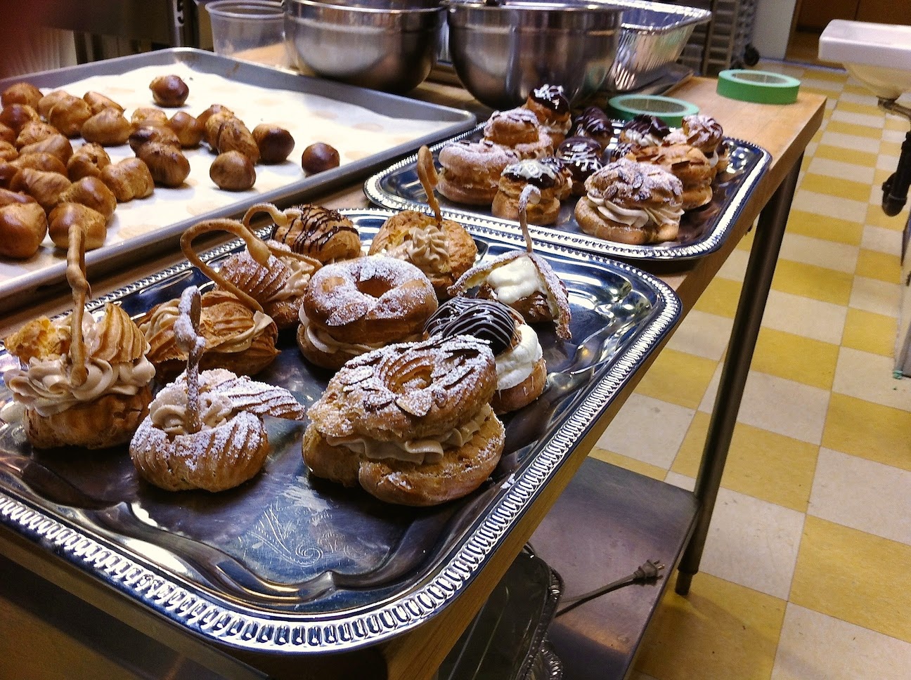 Various baked goods in the pastry kitchen.