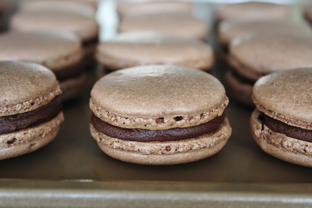 Sandwiched cookies in a row.