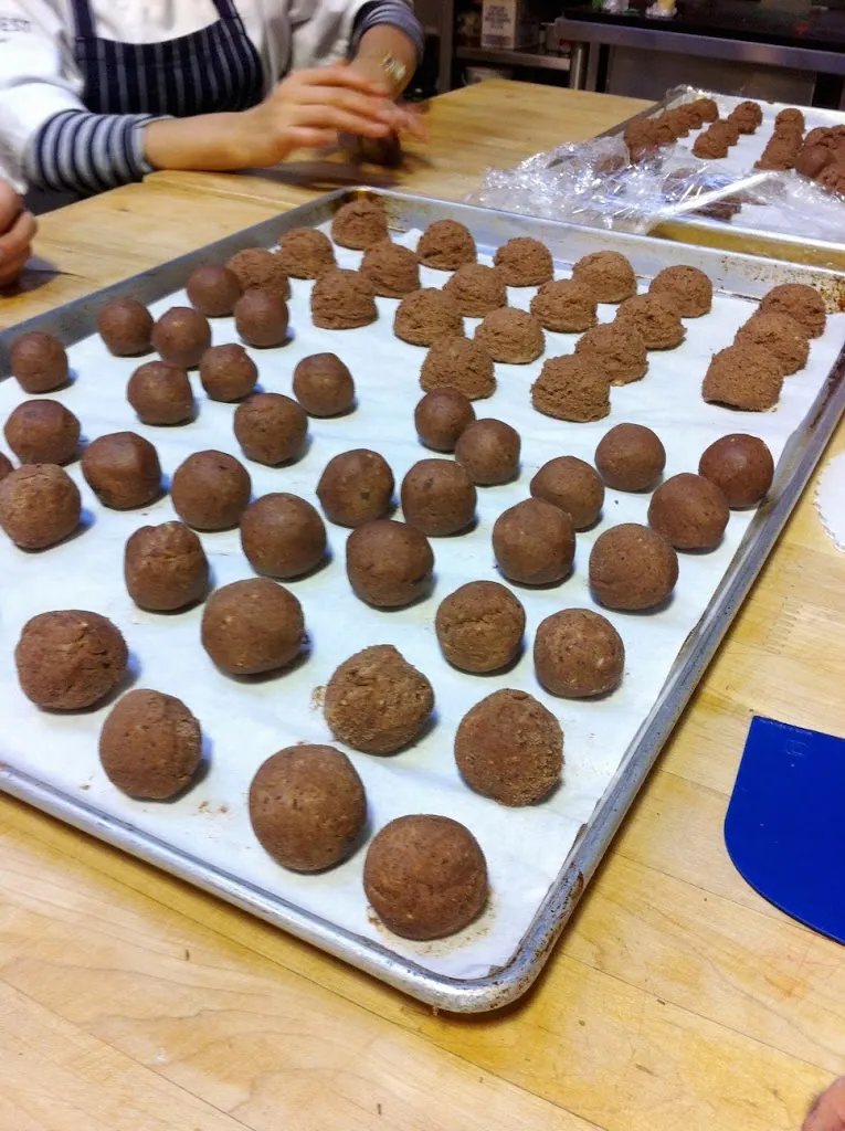 Scenes from a pastry kitchen.