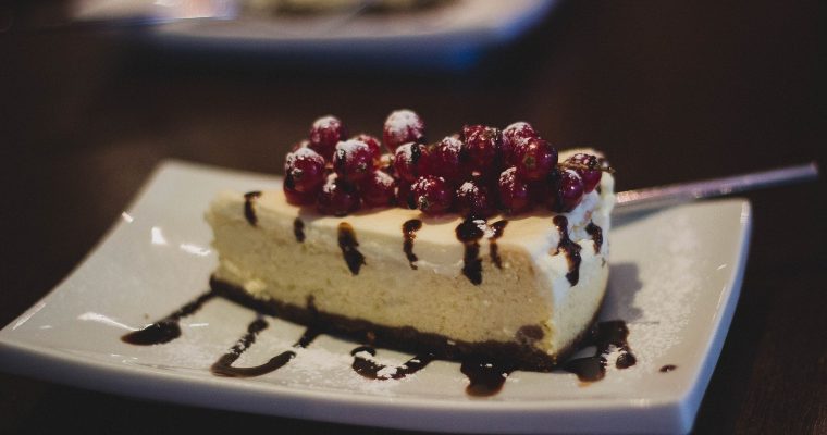 Cheesecake with raspberries or other berries.